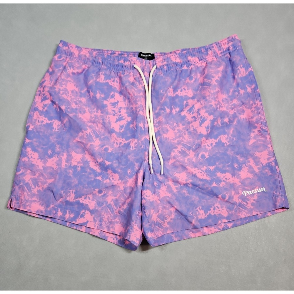 Pacsun Mens Pink Purple Tie Dye Lined Swim Trunks Board Shorts Size Medium NWOT
